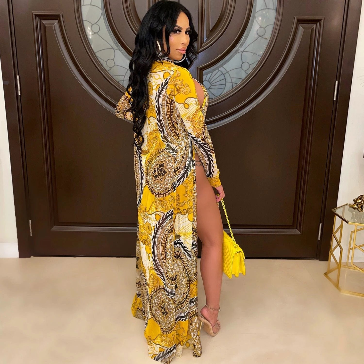 Long Sleeve cover up one piece Swimsuit set