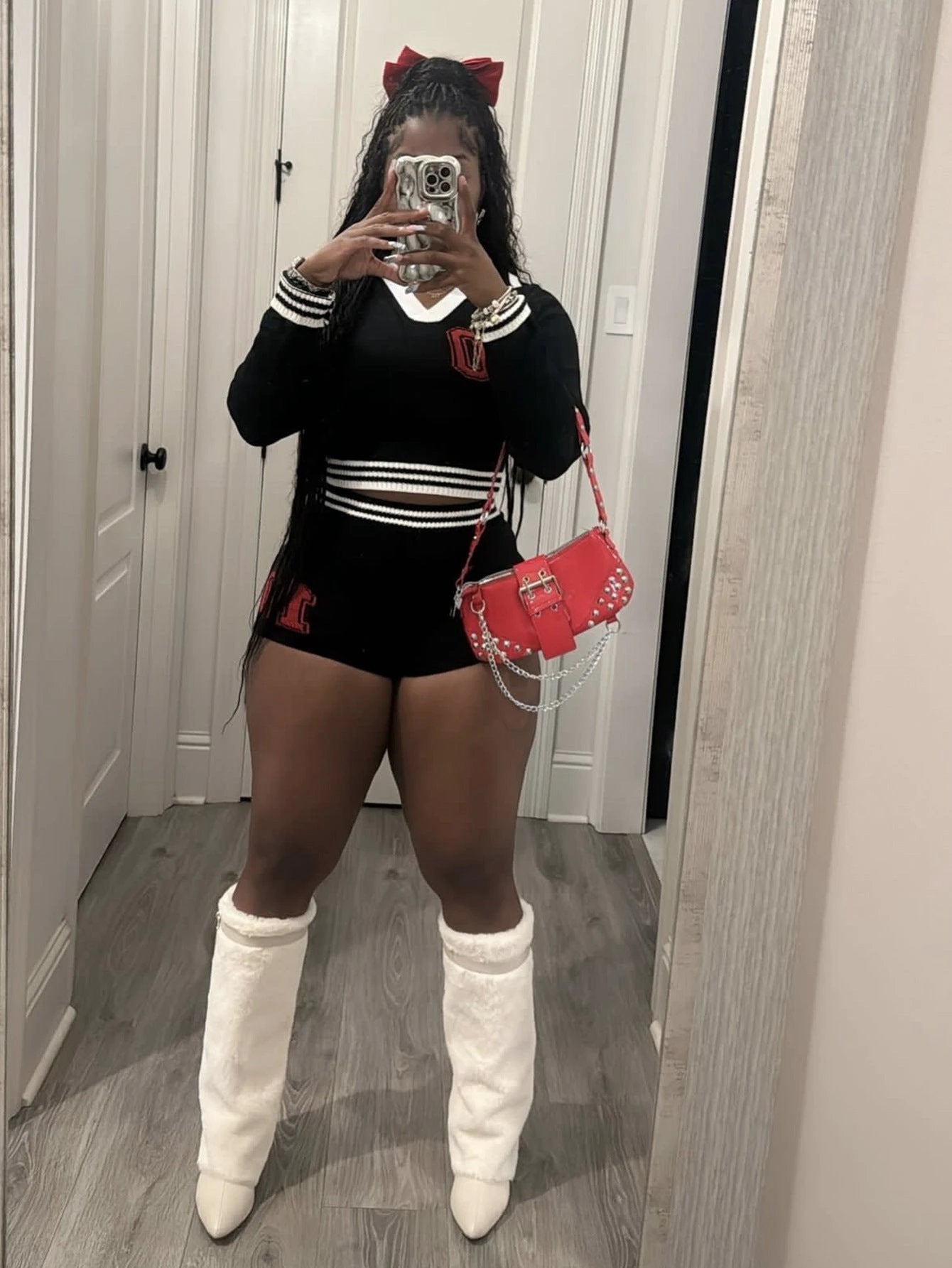 Lapel Girls Contrast Color Stretch Long Sleeve Top Shorts Suit Women