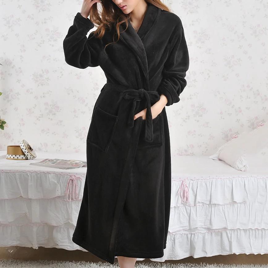 Coral Fleece Pajamas Women Thickened Flannel Long-sleeved Men's Bathrobes Home Clothes