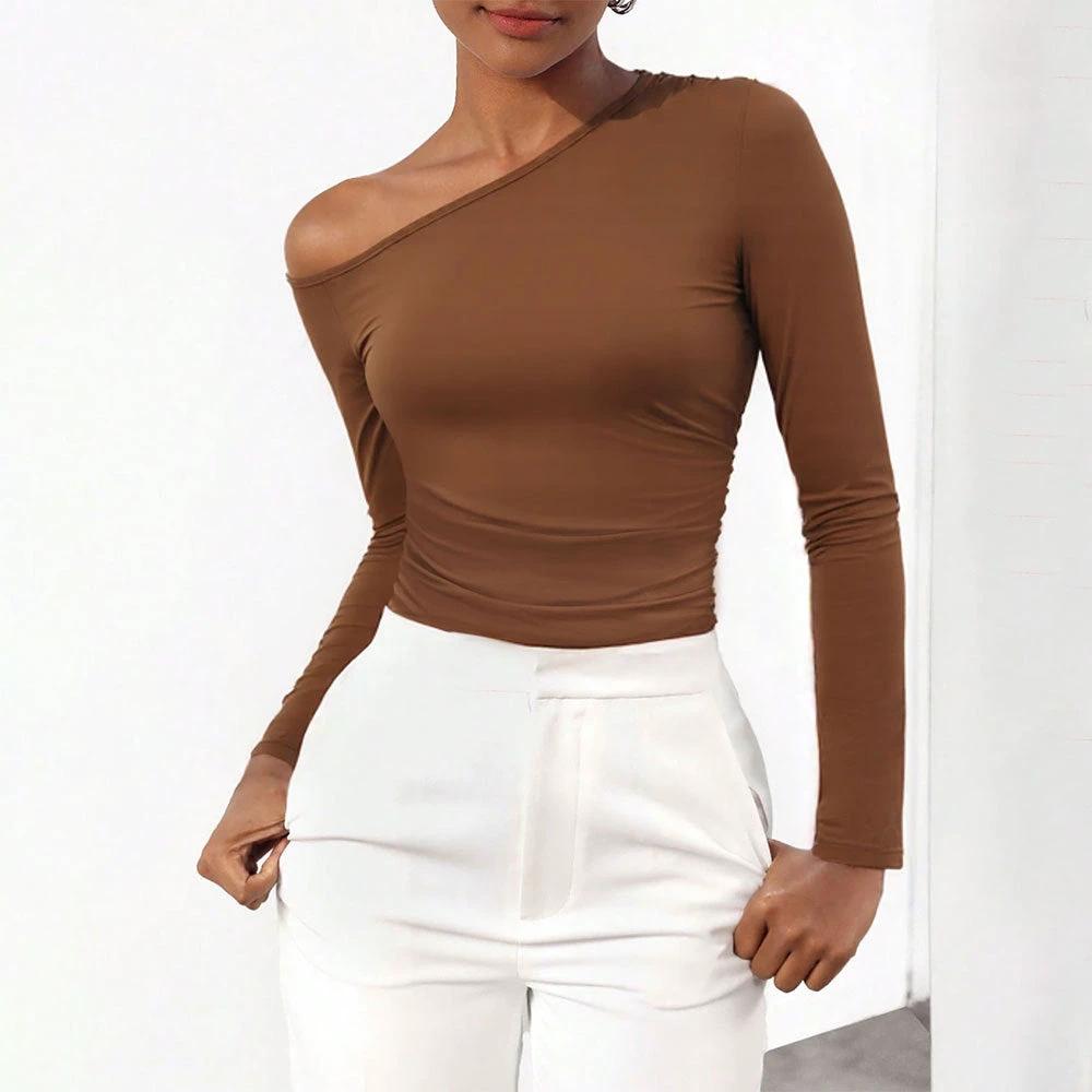 Autumn And Winter New Y2K Slim-fitting Off-shoulder Long-sleeved Bodysuit