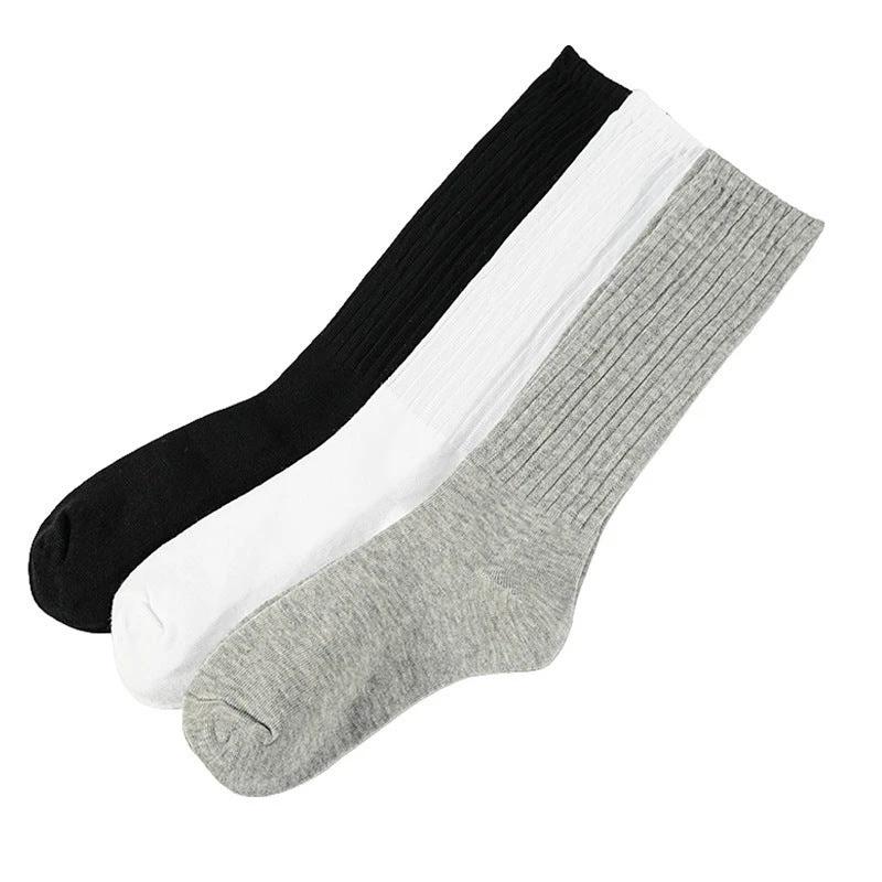 Loose Stockings Spring And Autumn Women's Black, White And Gray Pure Color Socks