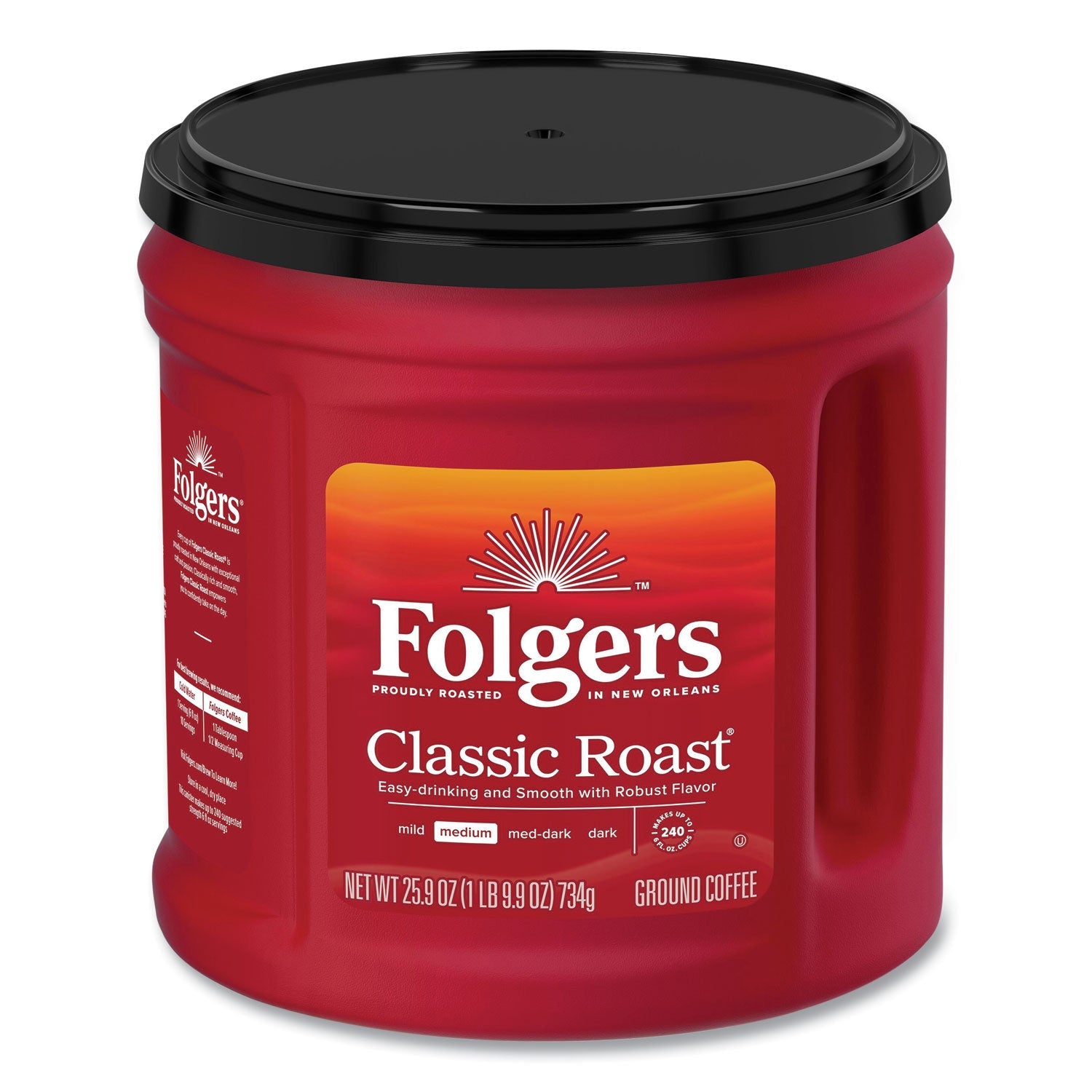 Folgers Coffee, Classic Roast, Ground, 25.9 oz Canister