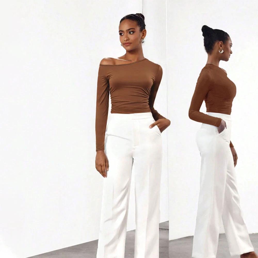 Autumn And Winter New Y2K Slim-fitting Off-shoulder Long-sleeved Bodysuit