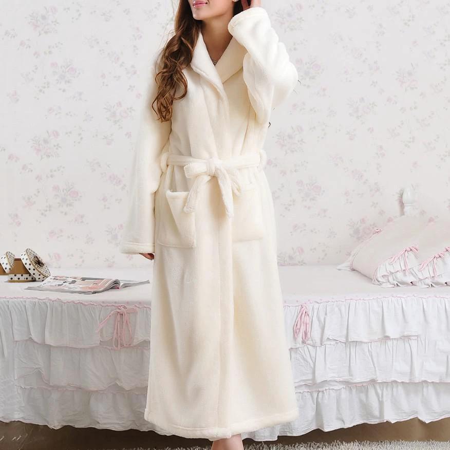 Coral Fleece Pajamas Women Thickened Flannel Long-sleeved Men's Bathrobes Home Clothes