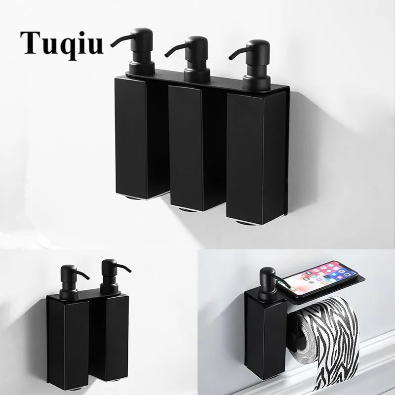 DecorBites™ Black Stainless Steel Wall-Mounted Soap Dispenser