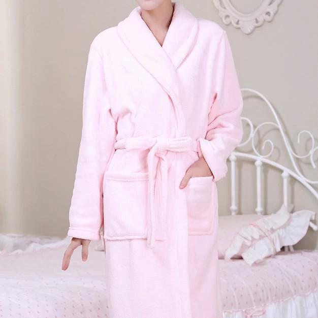 Coral Fleece Pajamas Women Thickened Flannel Long-sleeved Men's Bathrobes Home Clothes