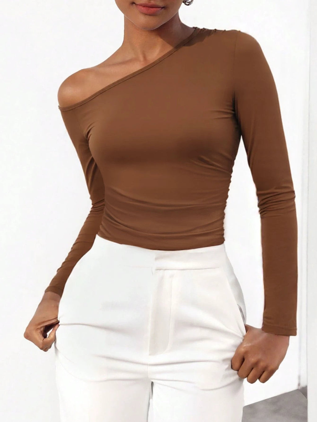 Autumn And Winter New Y2K Slim-fitting Off-shoulder Long-sleeved Bodysuit