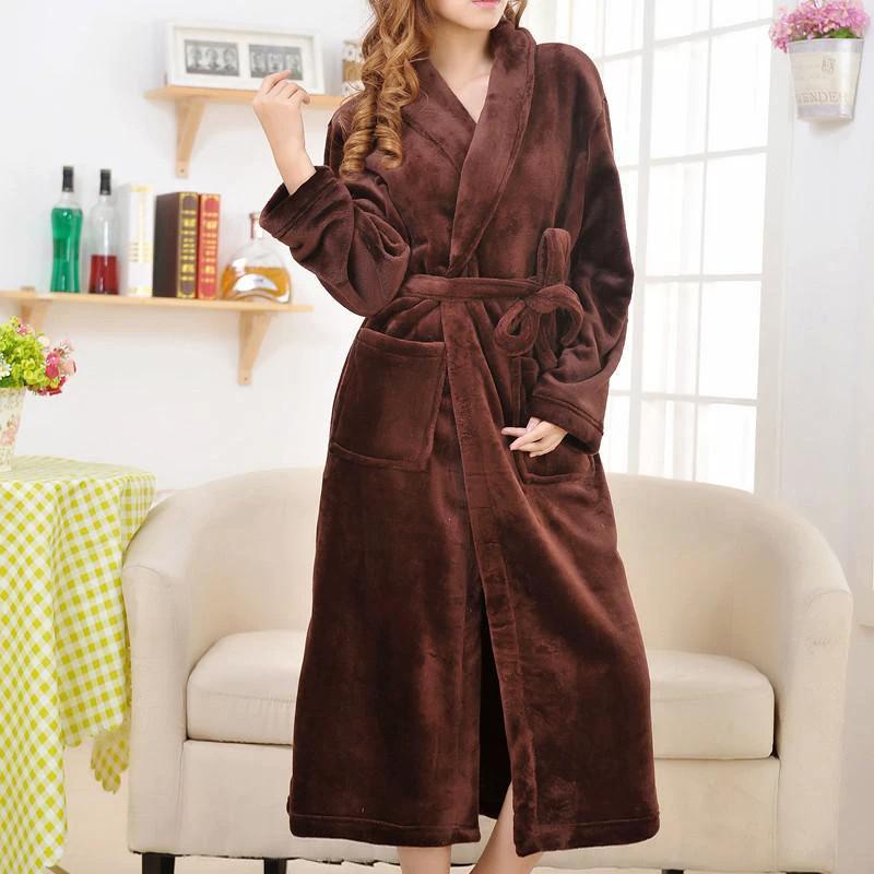 Coral Fleece Pajamas Women Thickened Flannel Long-sleeved Men's Bathrobes Home Clothes