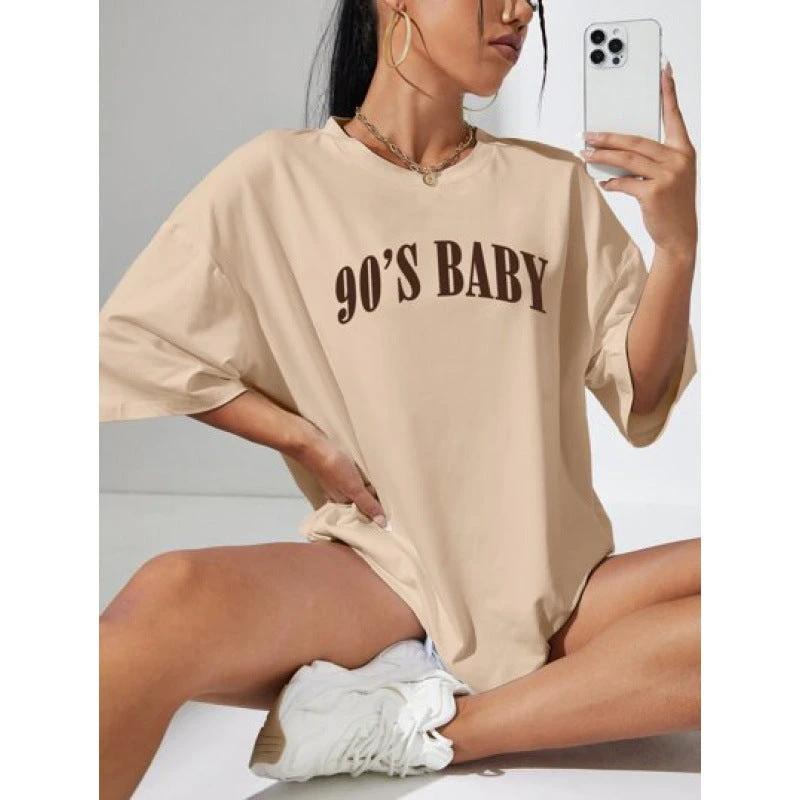 Loose Casual Letter Print Women's Short Sleeve