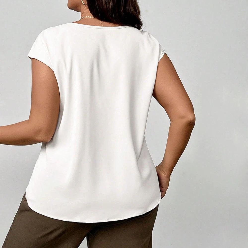 Plus Size Simple Younger Fashion Slimming Solid Color Top