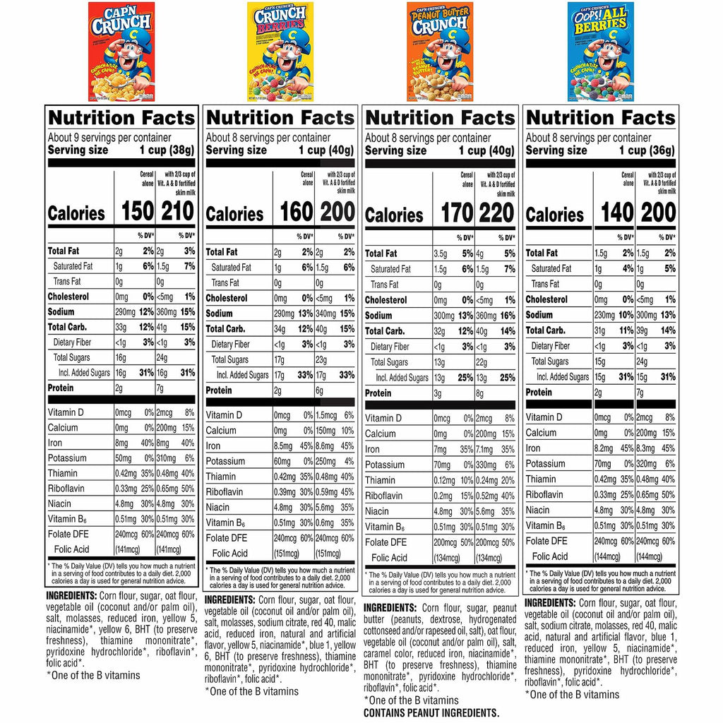 BestBy11/25 Quaker Cap'n Crunch Cereal 4 Flavor Variety Pack 4 Count