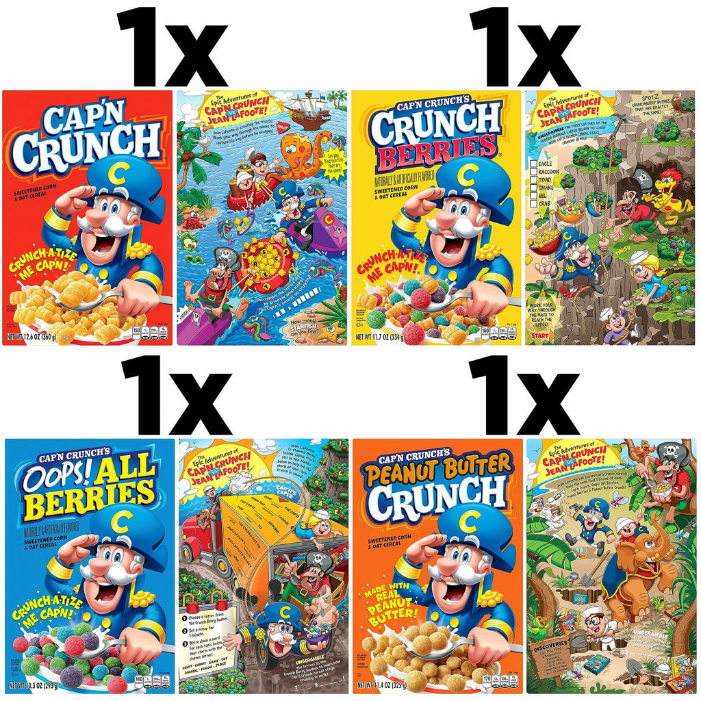 BestBy11/25 Quaker Cap'n Crunch Cereal 4 Flavor Variety Pack 4 Count